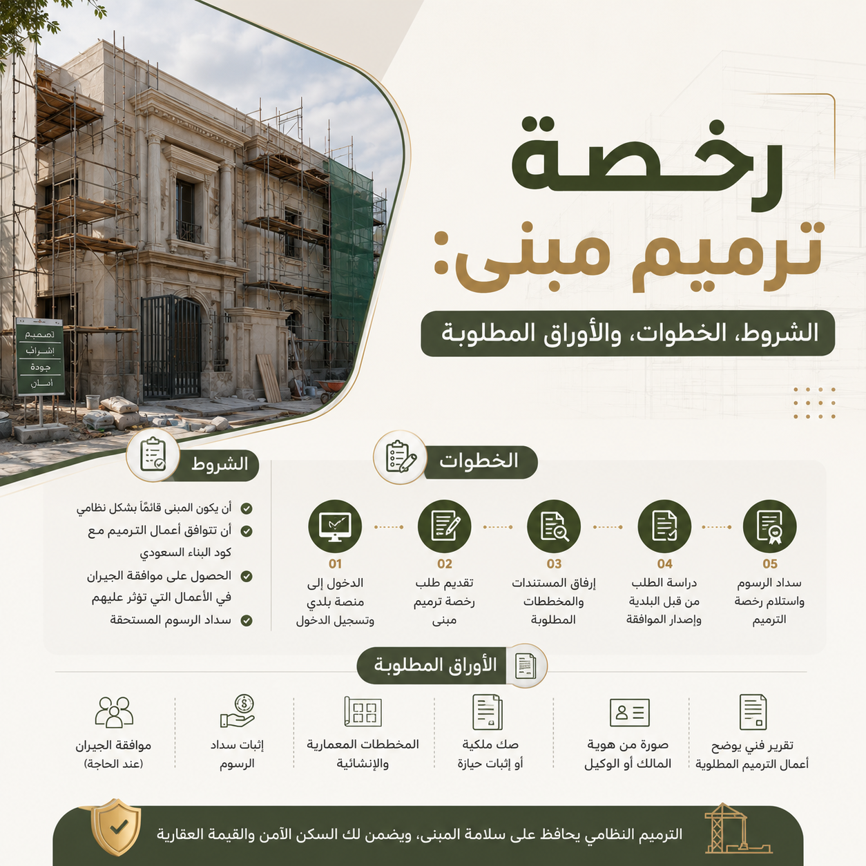 رخصة ترميم مبنى: الشروط، الخطوات، والأوراق المطلوبة